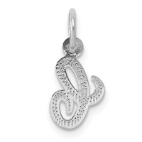 14K White Gold Casted Script Letter C Initial Charm view 3