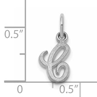 14K White Gold Casted Script Letter C Initial Charm view 4