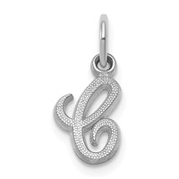 14K White Gold Casted Script Letter C Initial Charm view 1
