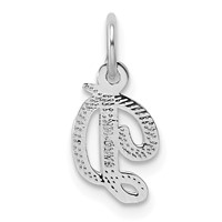 14KW White Gold Casted Script Letter D Initial Charm view 4