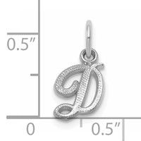 14KW White Gold Casted Script Letter D Initial Charm view 3