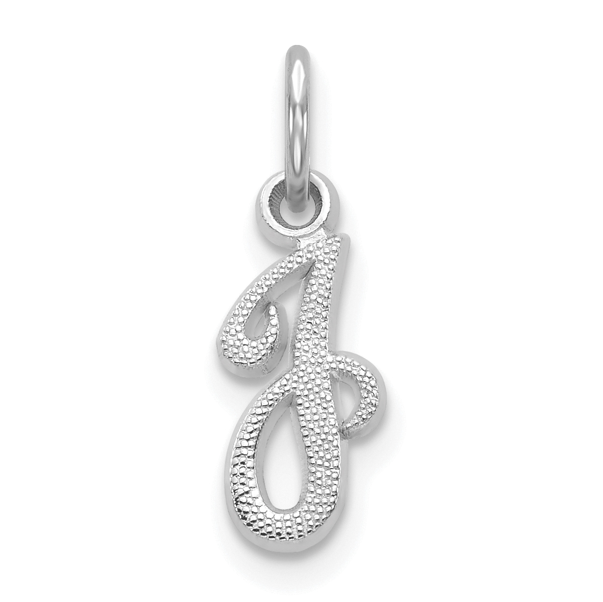 14KW White Gold Casted Script Letter J Initial Charm (WCH138-J)