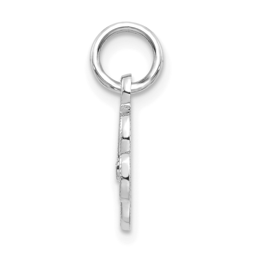14KW White Gold Casted Script Letter R Initial Charm (WCH138-R)