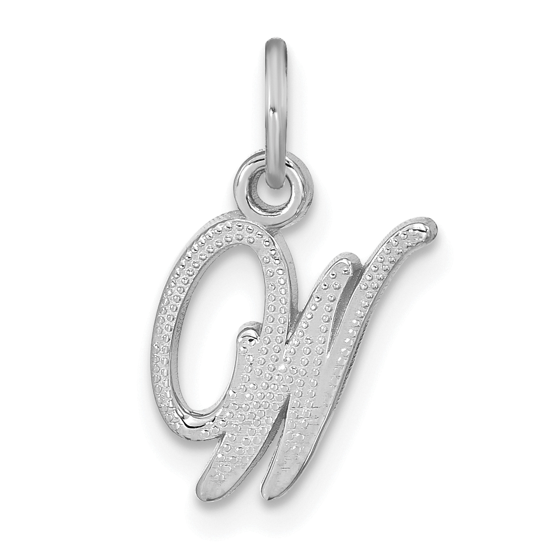 14KW White Gold Casted Script Letter W Initial Charm (WCH138-W)