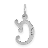 14K White Gold Diamond-cut Letter C Initial Charm view 4