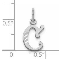 14K White Gold Diamond-cut Letter C Initial Charm view 3