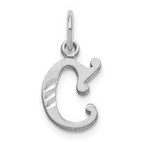 14K White Gold Diamond-cut Letter C Initial Charm view 1