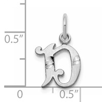 14K White Gold Diamond-cut Letter D Initial Charm view 3