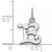 14K White Gold Diamond-cut Letter E Initial Charm view 3