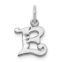 14K White Gold Diamond-cut Letter E Initial Charm view 1