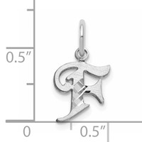 14K White Gold Diamond-cut Letter F Initial Charm view 3