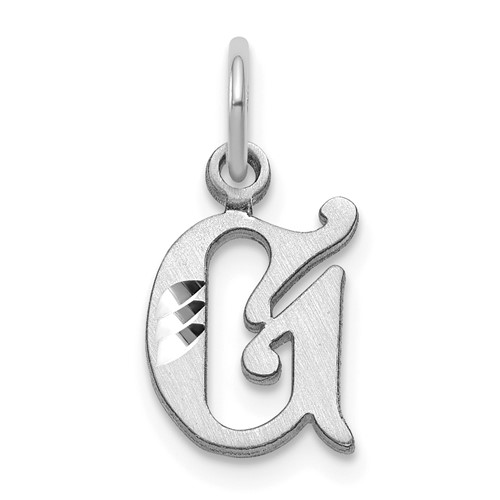 14K White Gold Diamond-cut Letter G Initial Charm