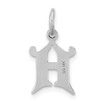 14K White Gold Diamond-cut Letter H Initial Charm view 4