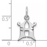 14K White Gold Diamond-cut Letter H Initial Charm view 3
