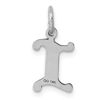 14K White Gold Diamond-cut Letter I Initial Charm view 3
