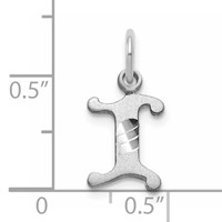 14K White Gold Diamond-cut Letter I Initial Charm view 4