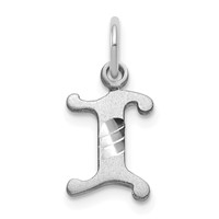 14K White Gold Diamond-cut Letter I Initial Charm view 1