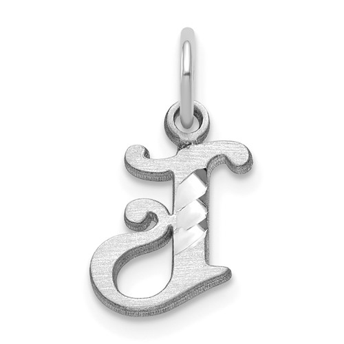 14K White Gold Diamond-cut Letter J Initial Charm