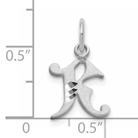 14K White Gold Diamond-cut Letter K Initial Charm view 3