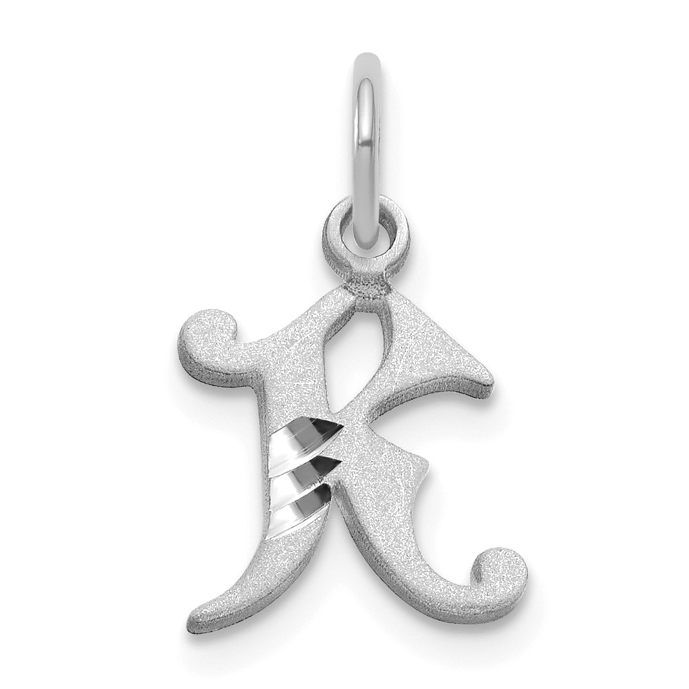 14K White Gold Diamond-cut Letter K Initial Charm