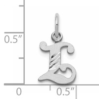 14K White Gold Diamond-cut Letter L Initial Charm view 3