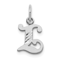 14K White Gold Diamond-cut Letter L Initial Charm view 1