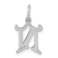 14K White Gold Diamond-cut Letter N Initial Charm view 4