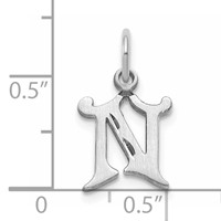 14K White Gold Diamond-cut Letter N Initial Charm view 3