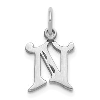 14K White Gold Diamond-cut Letter N Initial Charm view 1