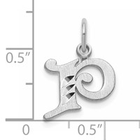 14K White Gold Diamond-cut Letter P Initial Charm view 3