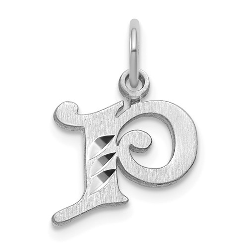 14K White Gold Diamond-cut Letter P Initial Charm