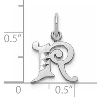 14K White Gold Diamond-cut Letter R Initial Charm view 3