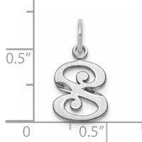 14K White Gold Diamond-cut Letter S Initial Charm view 3