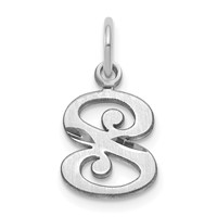 14K White Gold Diamond-cut Letter S Initial Charm view 1