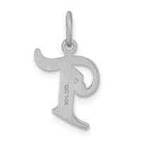 14K White Gold Diamond-cut Letter T Initial Charm view 4
