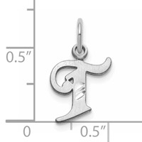 14K White Gold Diamond-cut Letter T Initial Charm view 3