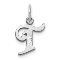 14K White Gold Diamond-cut Letter T Initial Charm view 1