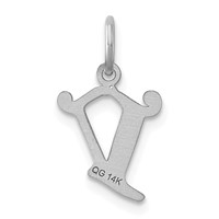 14K White Gold Diamond-cut Letter V Initial Charm view 4