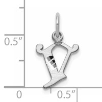 14K White Gold Diamond-cut Letter V Initial Charm view 3