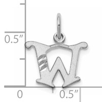 14K White Gold Diamond-cut Letter W Initial Charm view 4