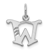 14K White Gold Diamond-cut Letter W Initial Charm view 1