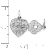 14K White Gold Polished 2-Piece Break-Apart HE Who Holds the Key Can Unlock MY Heart Charm view 4