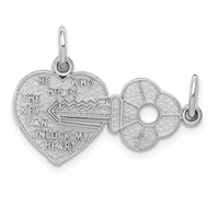 14K White Gold Polished 2-Piece Break-Apart HE Who Holds the Key Can Unlock MY Heart Charm view 1