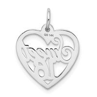 14K White Gold Sweet Heart Charm - 16in view 3