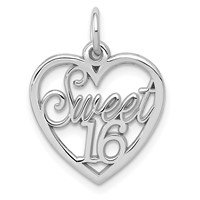 14K White Gold Sweet Heart Charm - 16in view 1