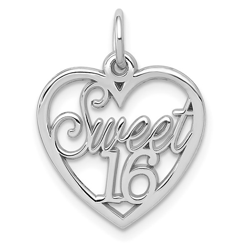 14K White Gold Sweet Heart Charm, 16"