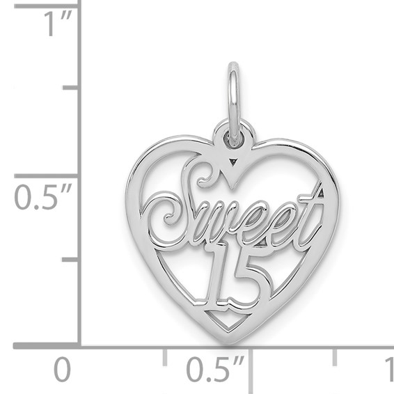 14k White Gold Sweet 15 Charm