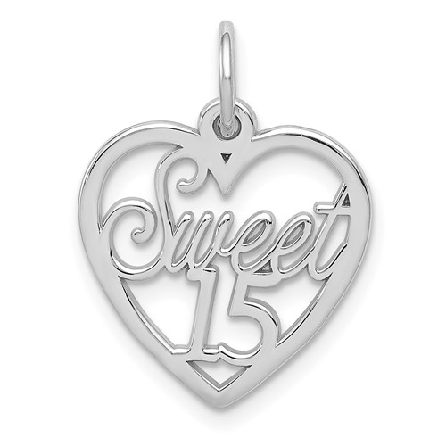 14K White Gold Sweet 15 Charm