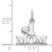 14K White Gold #1 Mom Charm view 4