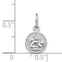 14K White Gold Small Polished Angel Round Charm view 3